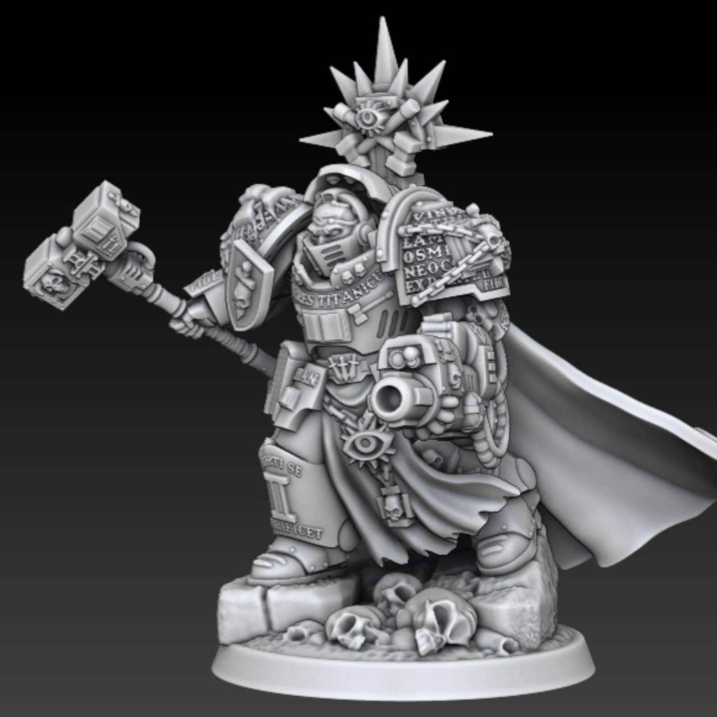 Silver Wardens - Commander with Heavy Weapon - DMG Minis - Tabletop Wargaming Miniature Grim Dark/Sci-Fi/Proxy