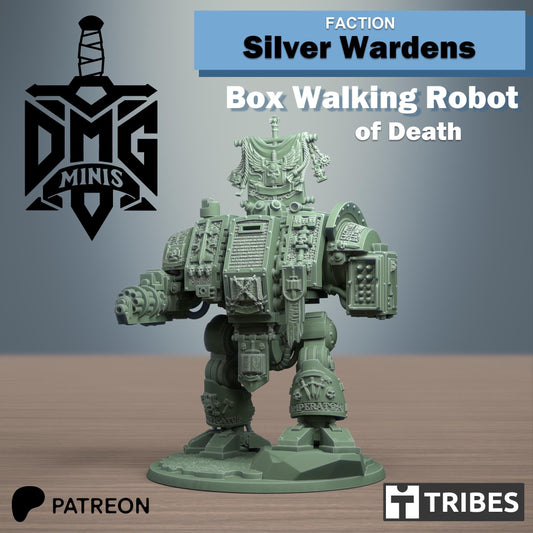 Box Walking Robot of Death - Silver Wardens - DMG Minis - Tabletop Wargaming Miniature Sci-Fi/Fantasy/Chaos/Daemon/Proxy