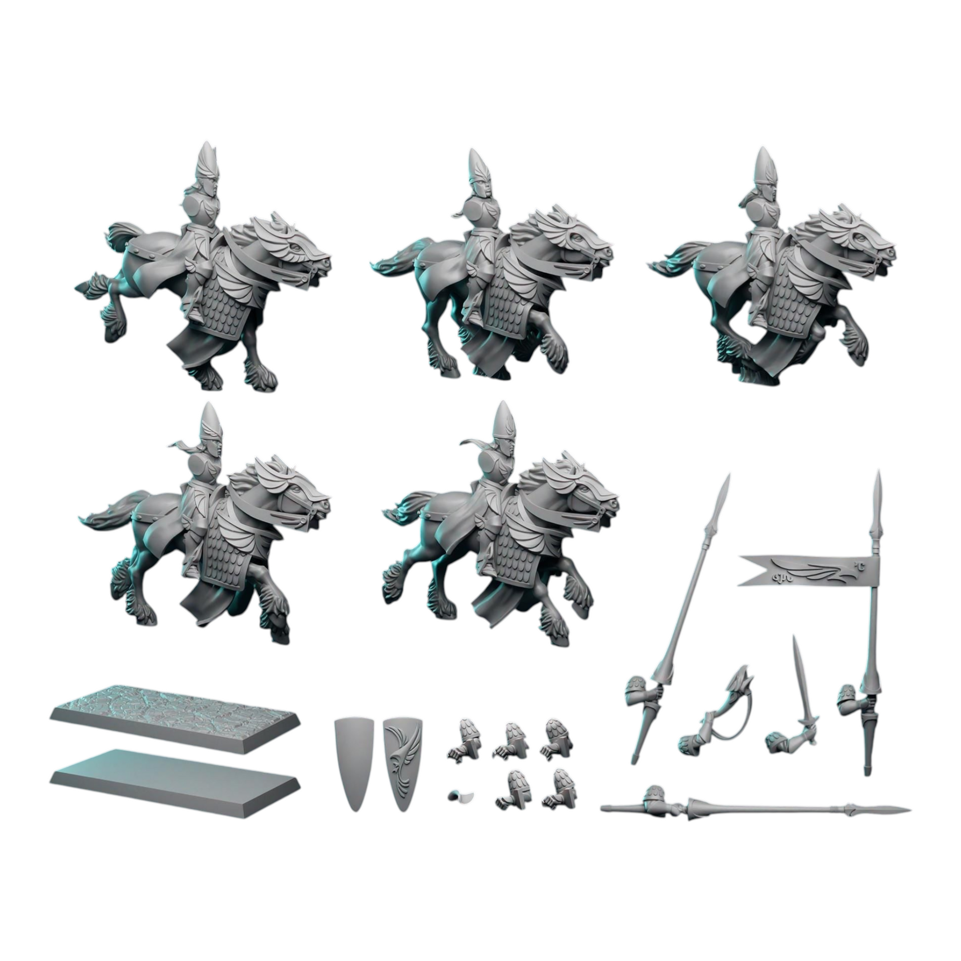 Silver Knights (x5) | by Pink Dragon Miniatures | Fantasy Wargaming Proxy | Tabletop Games | Resin Miniatures