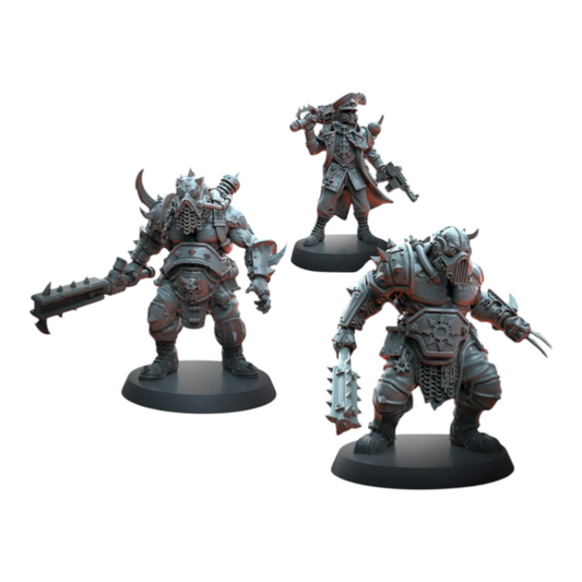Blood Legion - Officer and Ogre Bodyguards - Proxies / Cultists - by TalesKeeper - Tabletop Wargaming Miniature Sci-Fi Fantasy Proxy