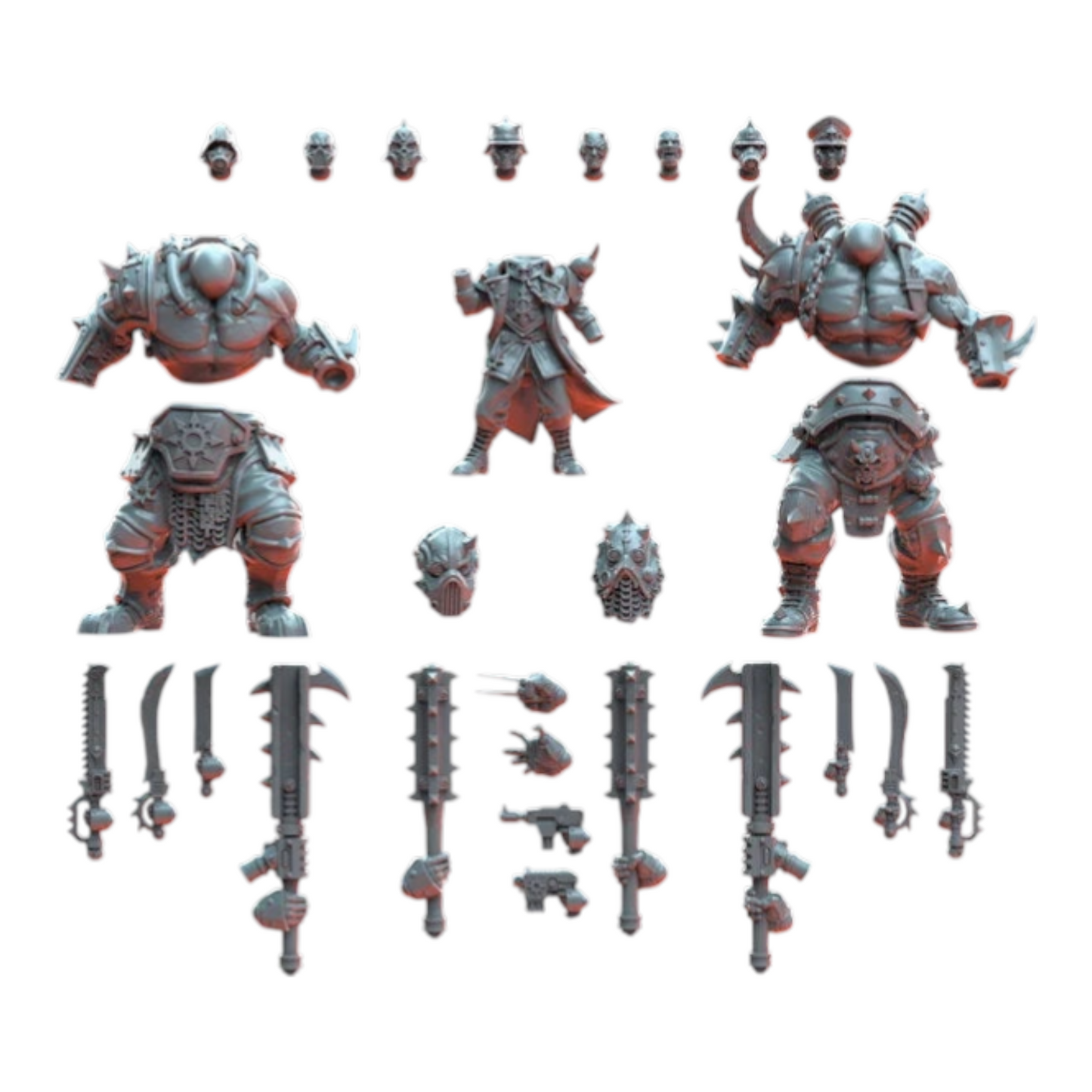 Blood Legion - Officer and Ogre Bodyguards - Proxies / Cultists - by TalesKeeper - Tabletop Wargaming Miniature Sci-Fi Fantasy Proxy