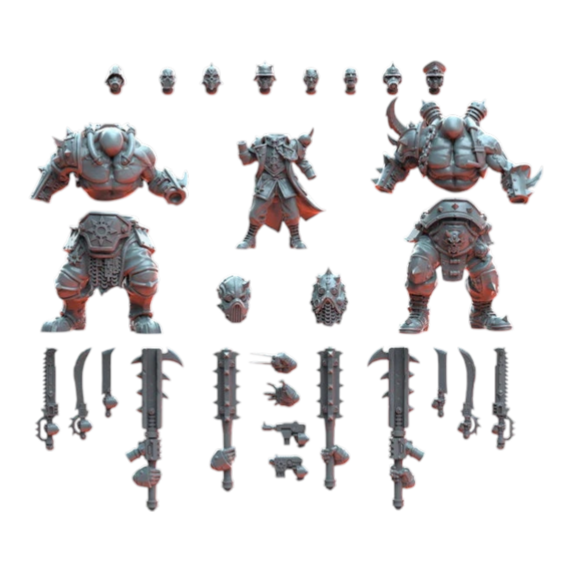 Blood Legion - Officer and Ogre Bodyguards - Proxies / Cultists - by TalesKeeper - Tabletop Wargaming Miniature Sci-Fi Fantasy Proxy