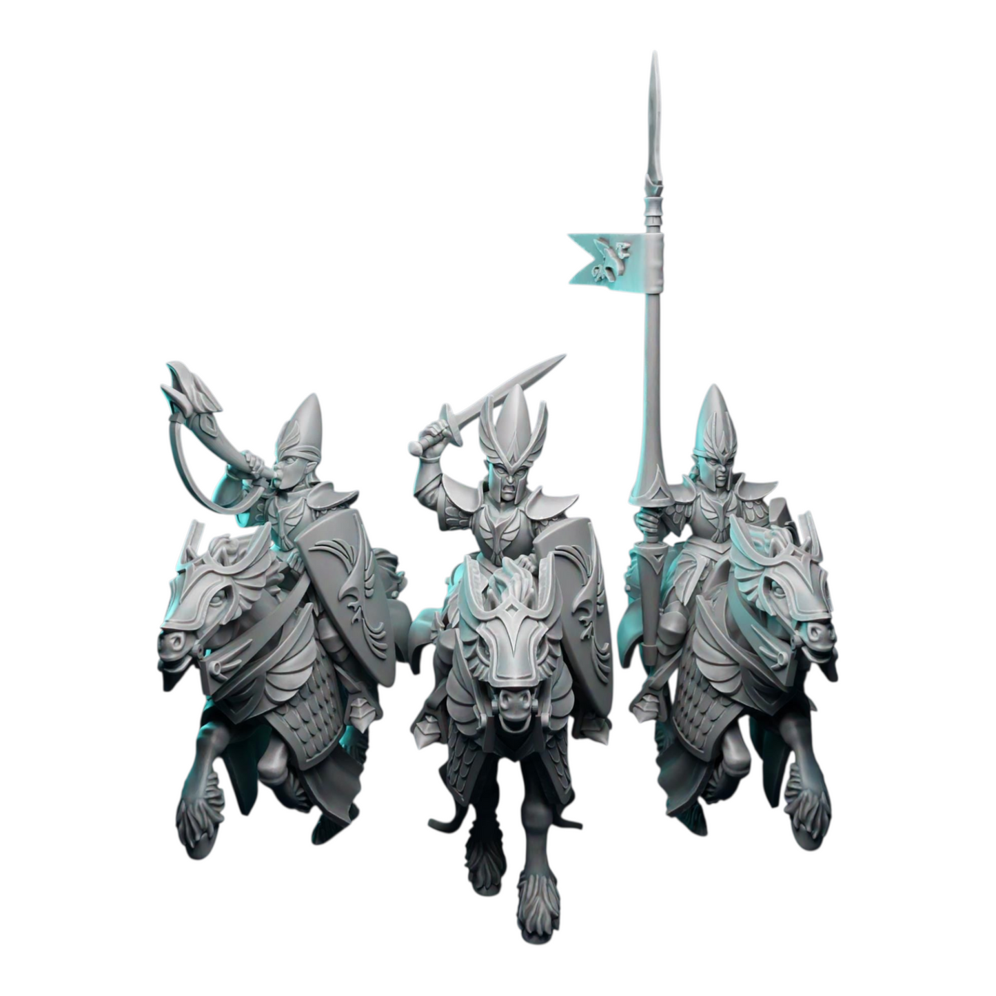 Silver Knights (x5) | by Pink Dragon Miniatures | Fantasy Wargaming Proxy | Tabletop Games | Resin Miniatures