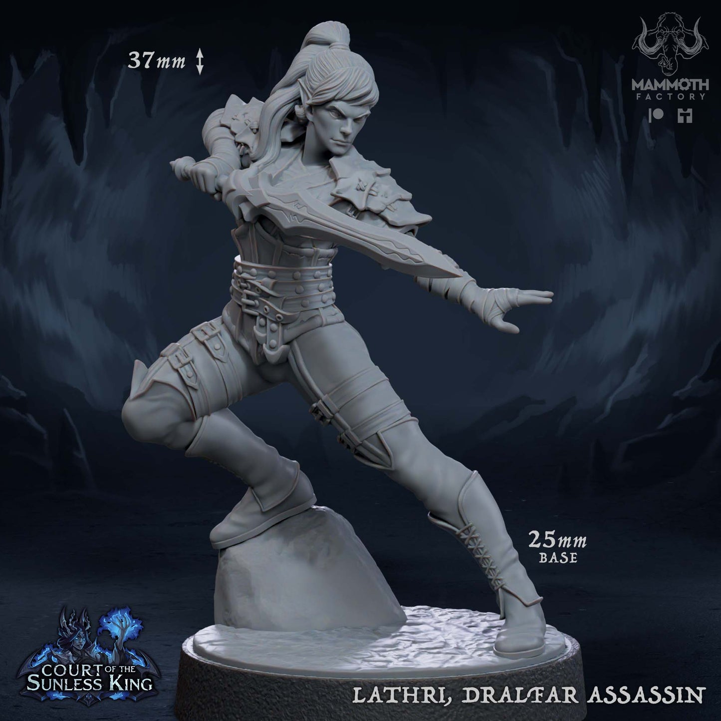 Lathri, Dralfar Assassin | Court of the Sunless King | by Mammoth Factory | Dungeons and Dragons | Tabletop Games | Wargaming | Resin Miniature