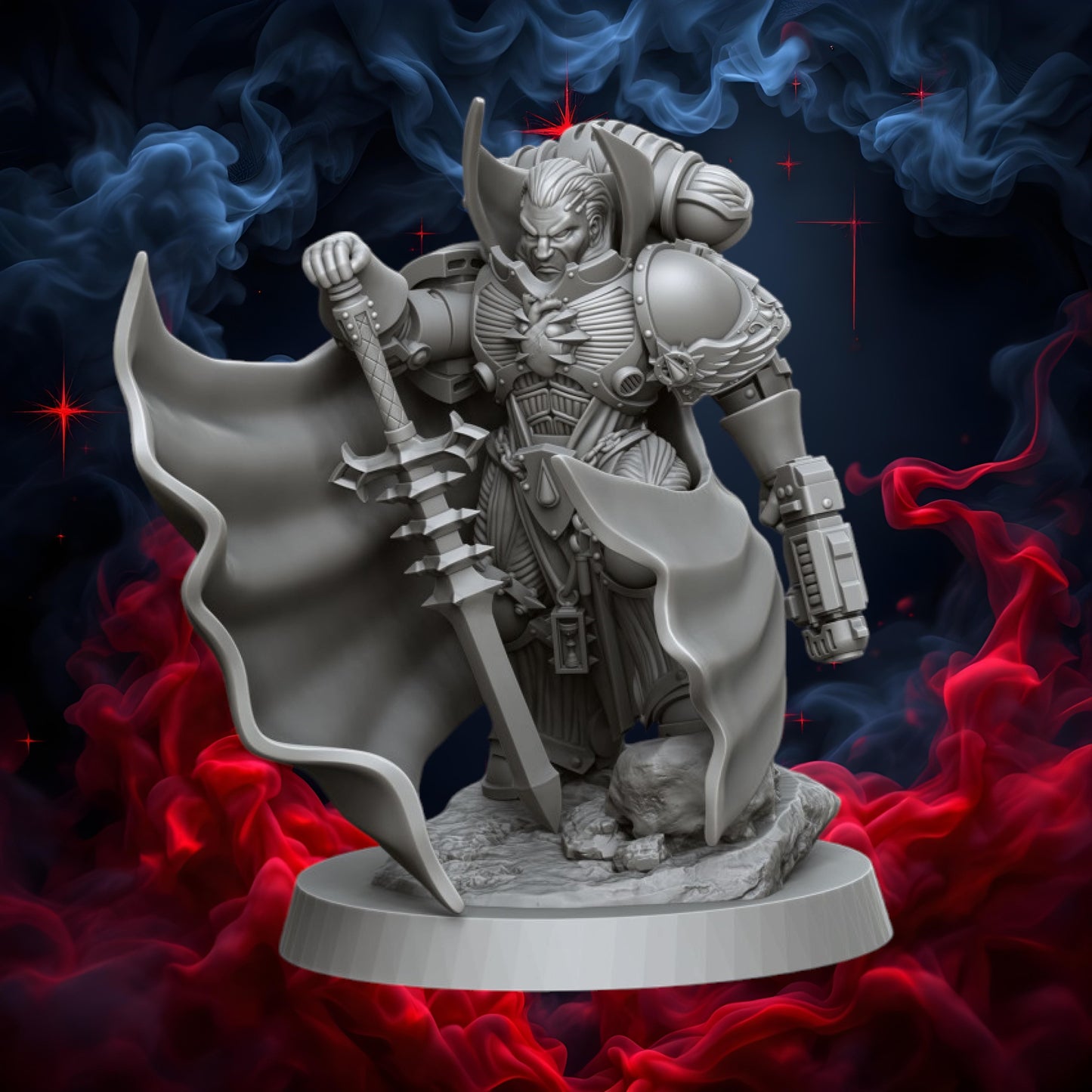 Crimson Angels Lord Nefirion | Cyberbrush3D | Tabletop Wargaming Miniature Grim Dark Sci-Fi Proxy