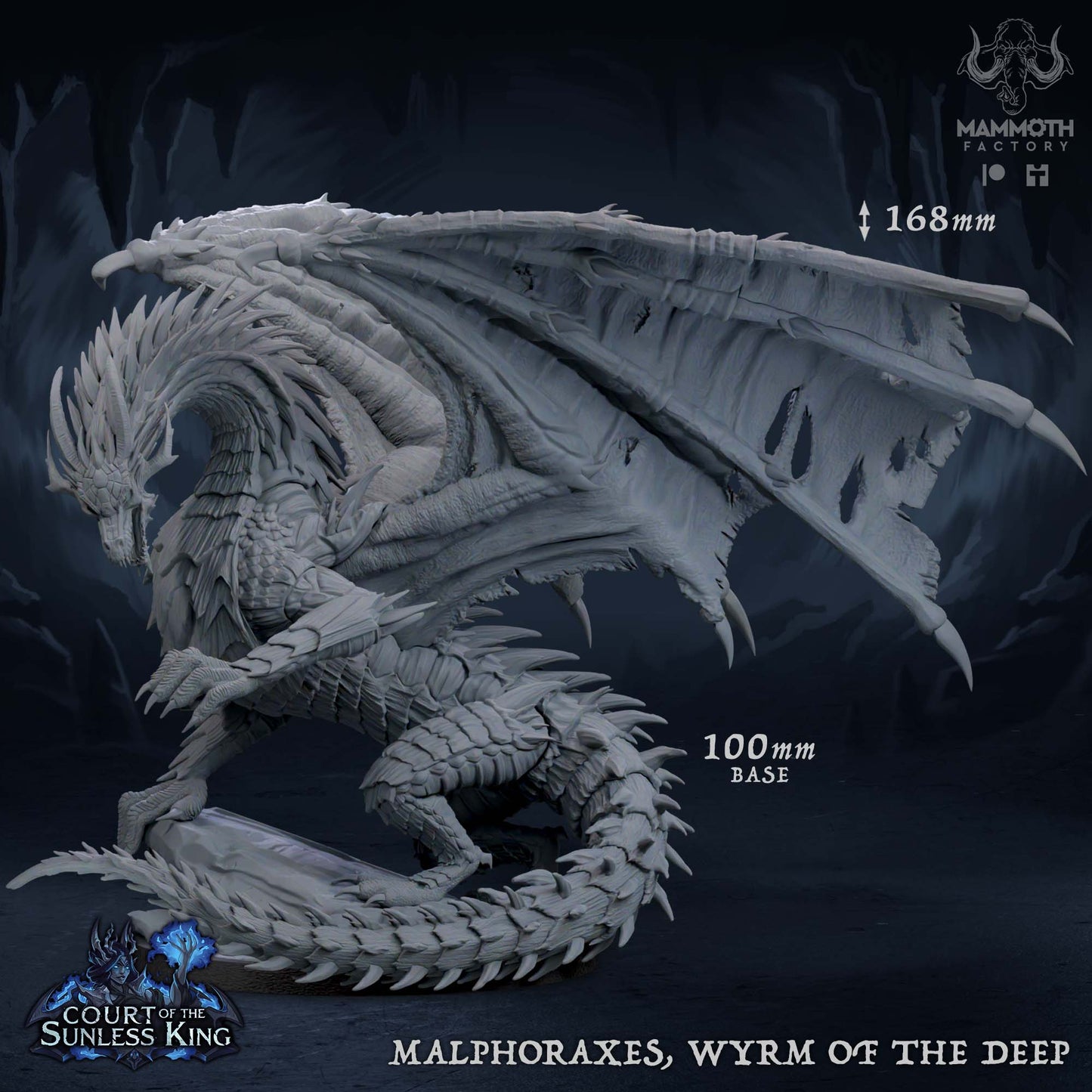 Malphoraxes, Wyrm of the Deep | Court of the Sunless King | by Mammoth Factory | Dungeons and Dragons | Tabletop Games | Wargaming | Resin Miniature