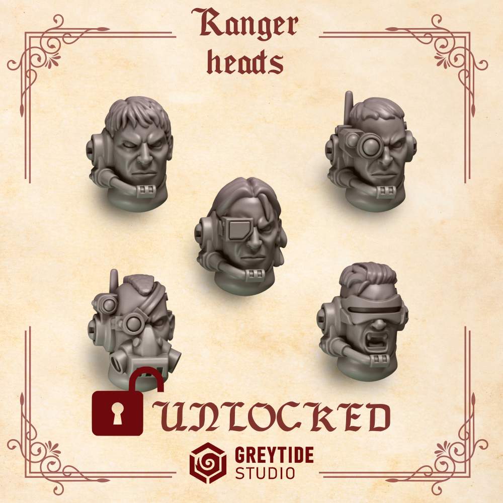 Ranger Heads | Crimson Lords | Upgrades | Greytide Studio | Tabletop Wargaming Miniature Grim-Dark Sci-Fi Proxy