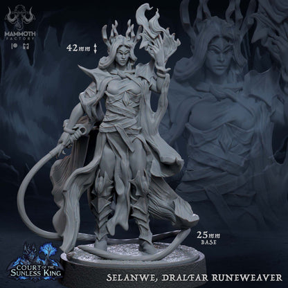 Selanwe, Dralfar Runeweaver | Court of the Sunless King | by Mammoth Factory | Dungeons and Dragons | Tabletop Games | Wargaming | Resin Miniature