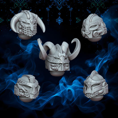 Space Vikings Head Set 2 (x5 heads) | Upgrades | Cyberbrush 3D | Tabletop Wargaming Miniature Grim-Dark Sci-Fi Proxy