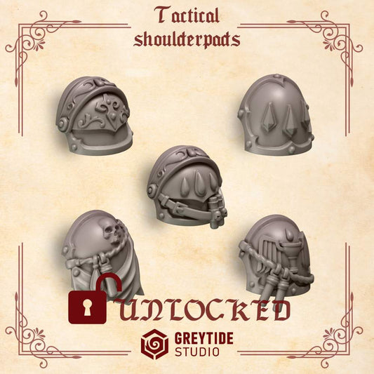 Tactical Shoulderpads | Crimson Lords | Upgrades | Greytide Studio | Tabletop Wargaming Miniature Grim-Dark Sci-Fi Proxy