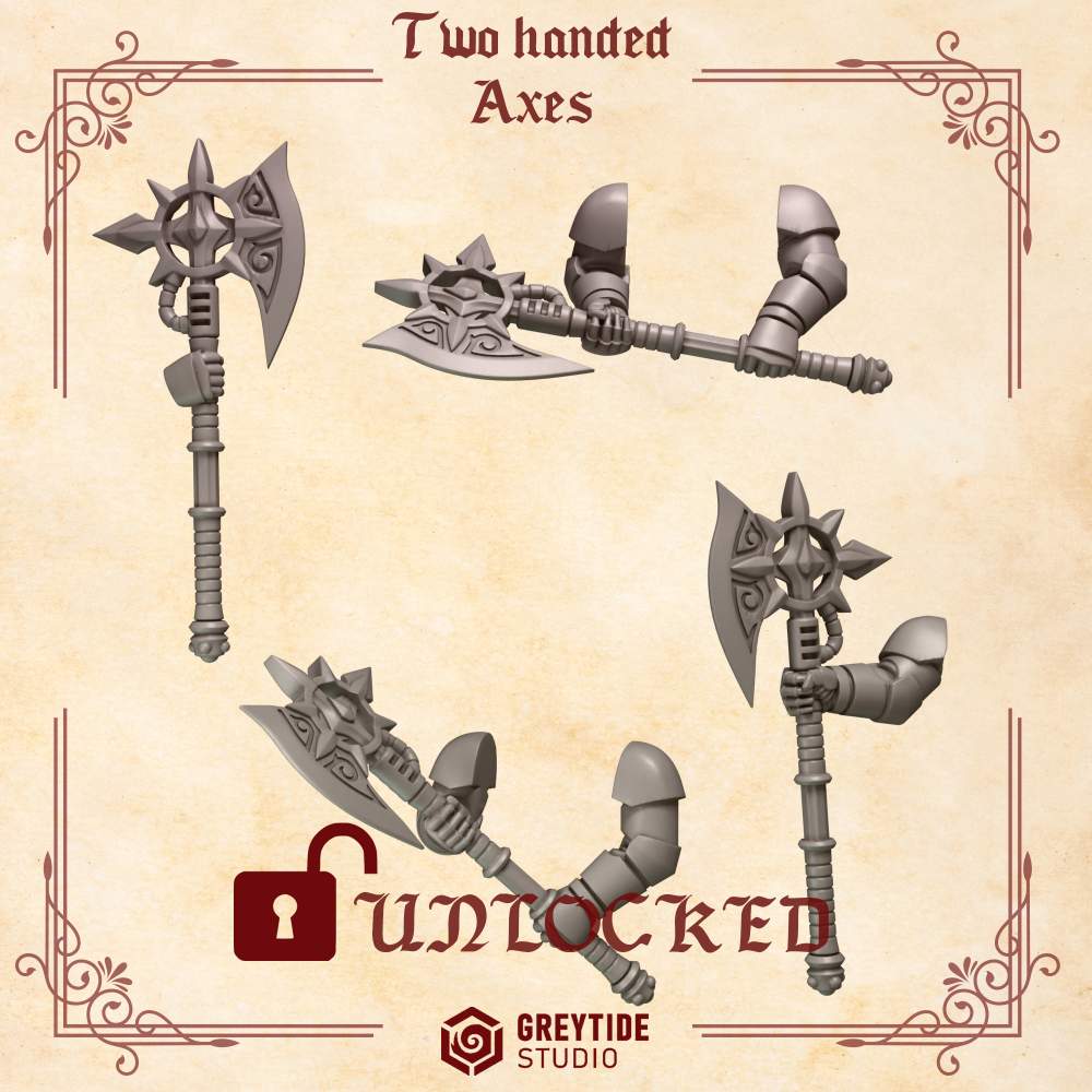 2-Hand Axes | Crimson Lords | Upgrades | Greytide Studio | Tabletop Wargaming Miniature Grim-Dark Sci-Fi Proxy