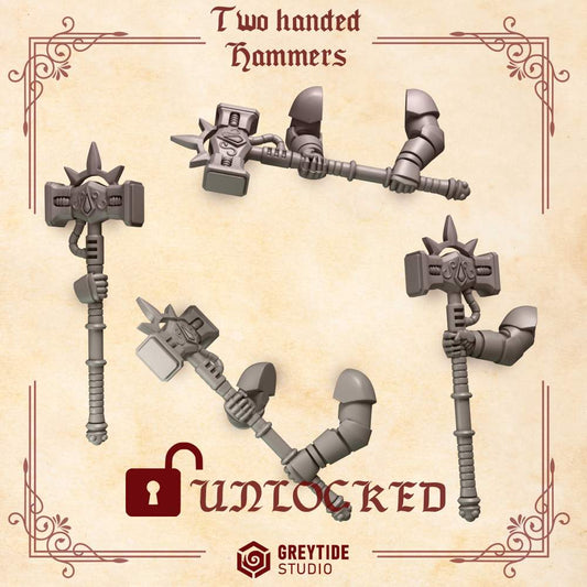 2-Hand Hammers | Crimson Lords | Upgrades | Greytide Studio | Tabletop Wargaming Miniature Grim-Dark Sci-Fi Proxy