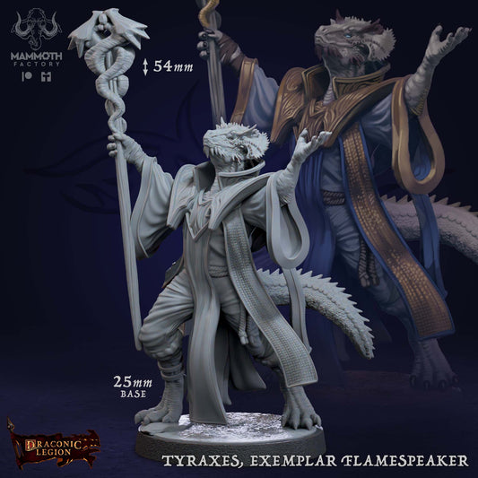 Tyraxes, Exemplar Flamespeaker | Draconic Legion | by Mammoth Factory | Dungeons and Dragons | Tabletop Games | Wargaming | Resin Miniature