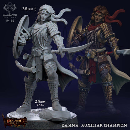 Yasina, Auxiliar Champion | Draconic Legion | by Mammoth Factory | Dungeons and Dragons | Tabletop Games | Wargaming | Resin Miniature